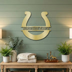 Personalized Horseshoe Metal Sign Custom Ranch Name Sign Western Decor Farmhouse Wall Art Horse Lover Gift Barn Decor Custom Steel Sign