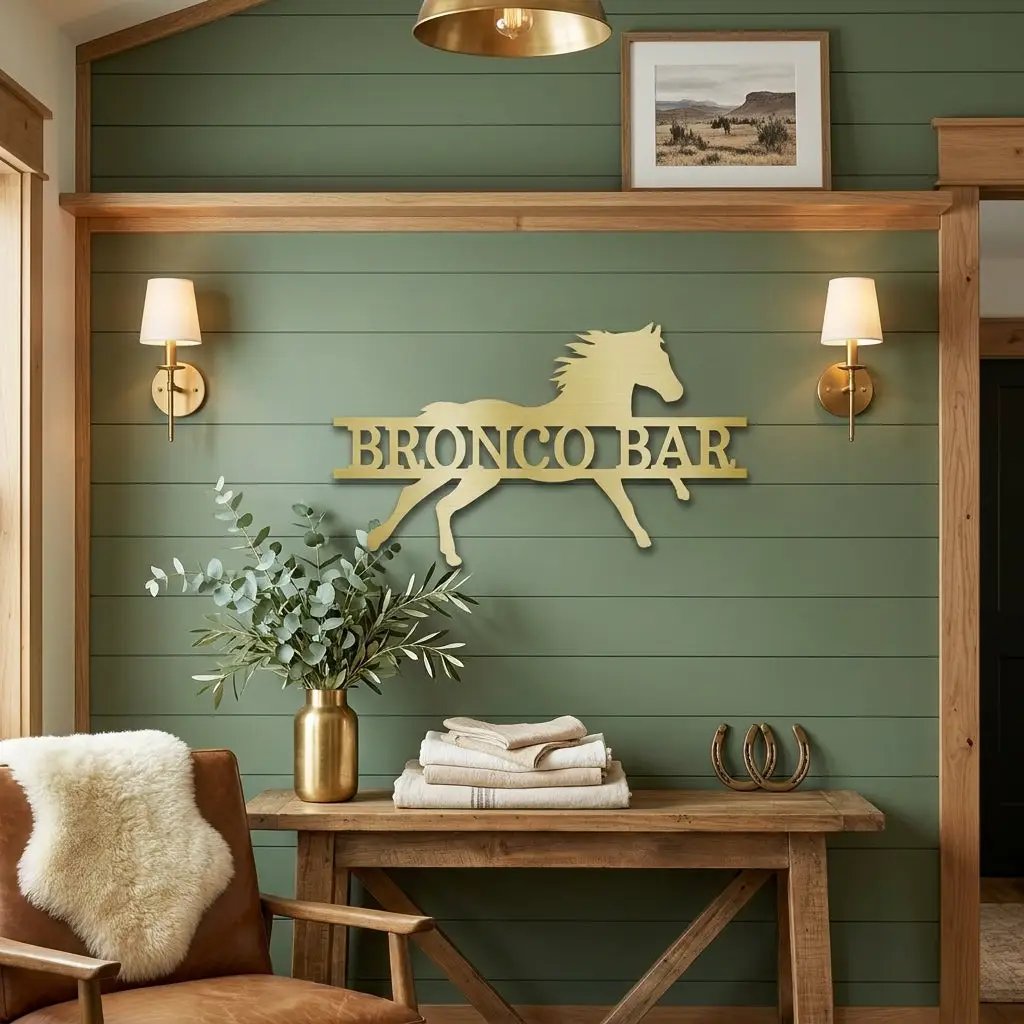 Personalized Horse Metal Wall Art Sign – Custom Ranch Name Sign – Western Barn Decor – Equestrian Steel Wall Art – Rustic Farmhouse Horse Lover Gift