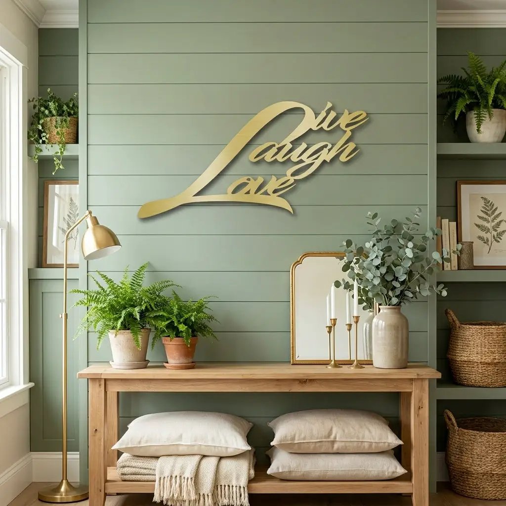Live Laugh Love Metal Wall Art – Inspirational Script Metal Sign – Farmhouse Home Decor – Rustic Indoor Outdoor Steel Wall Hanging
