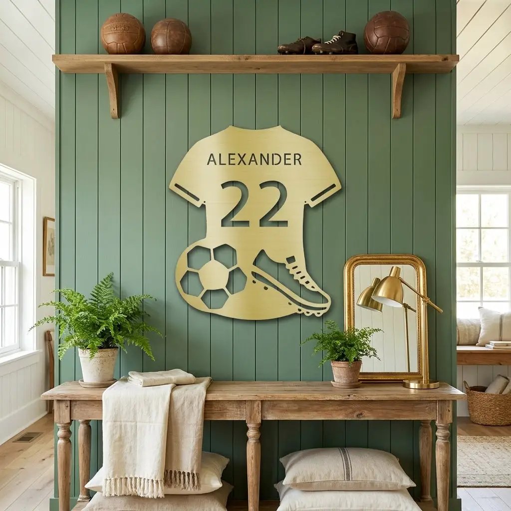 Soccer Jersey Monogram Custom Name Steel Sign Metal Wall Art