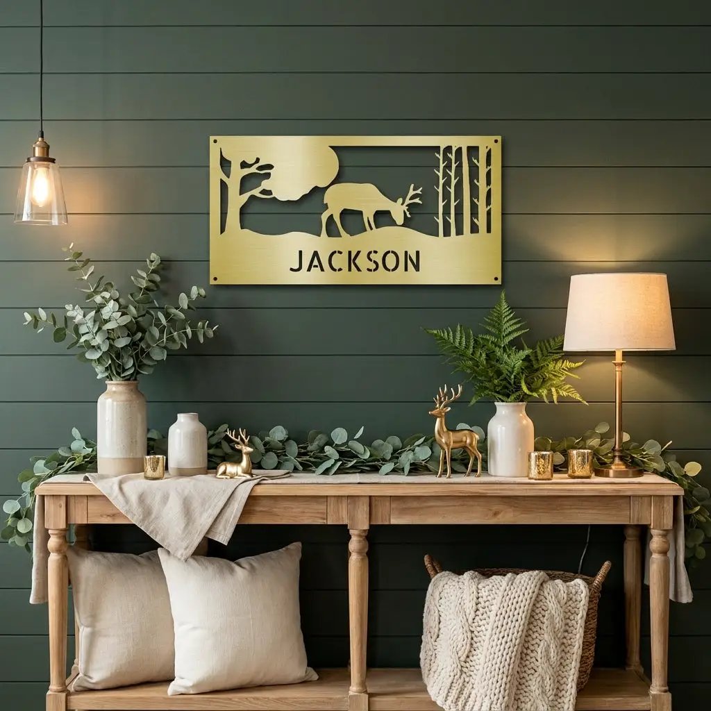 Personalized Deer Metal Sign, Hunting Wall Art, Custom Deer Name Sign, Rustic Cabin Decor