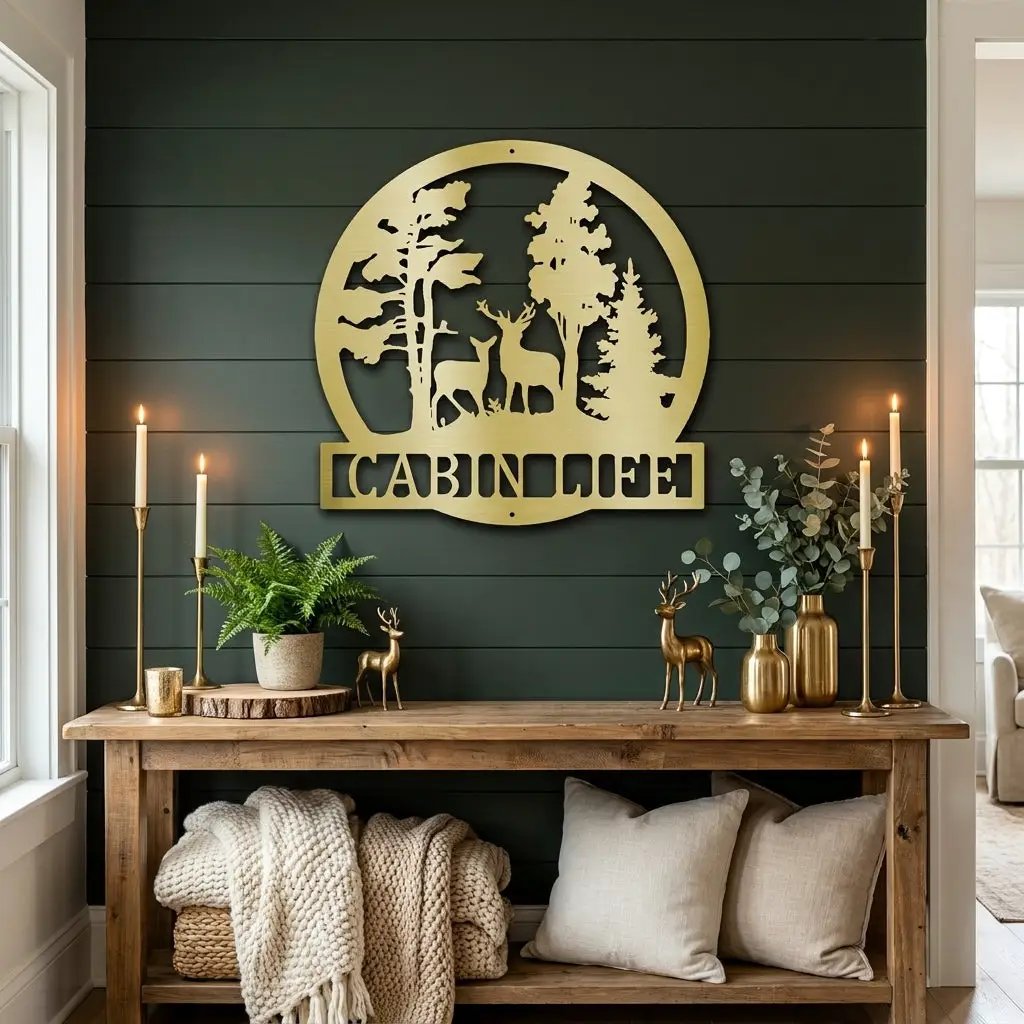 Deer in the Woods Personalized Metal Art Wall Sign: A Serene Slice of Nature for Your Home