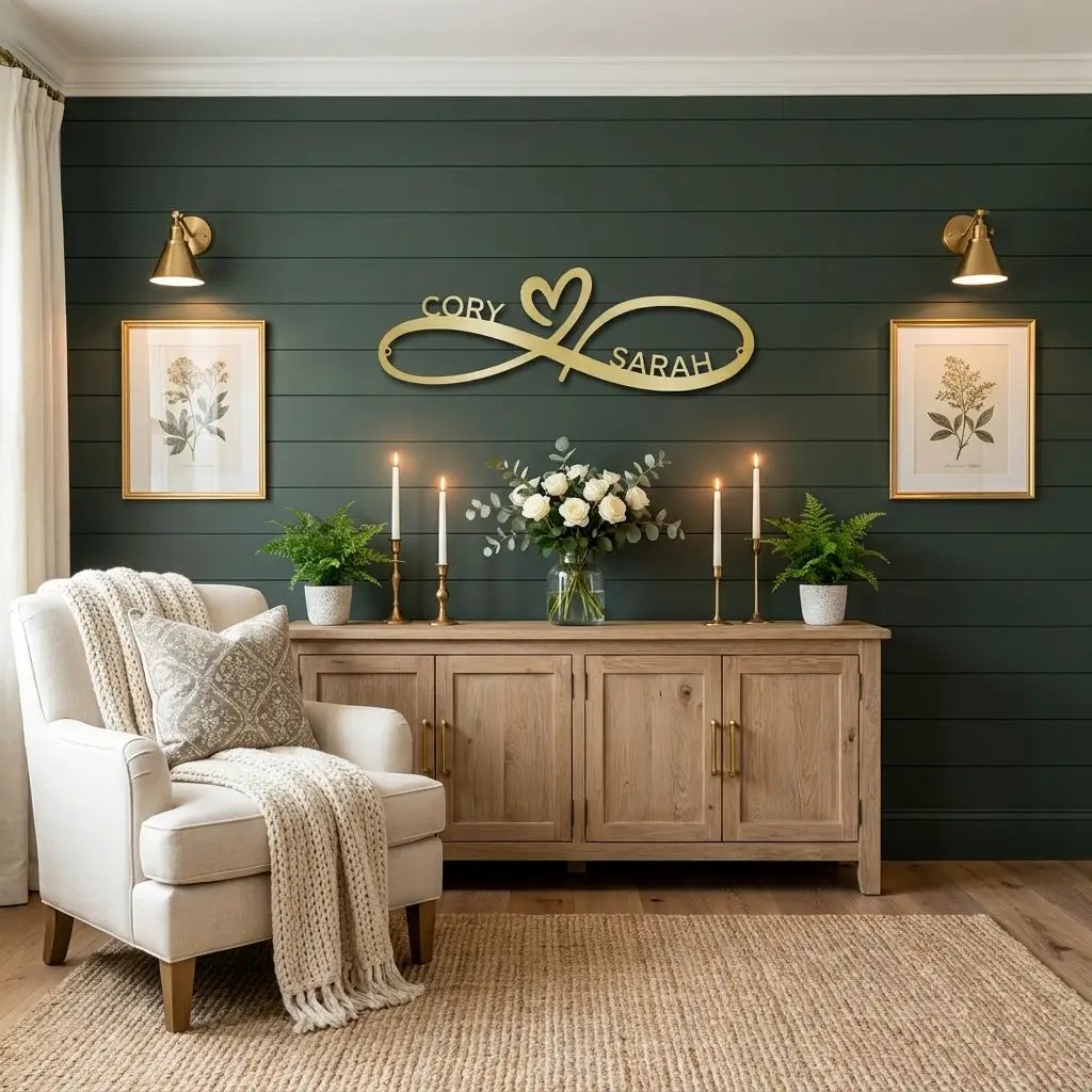 Personalized Infinity Name Metal Wall Art – Custom Couple Sign with Heart, Wedding Gift, Anniversary Decor, Romantic Home Decor