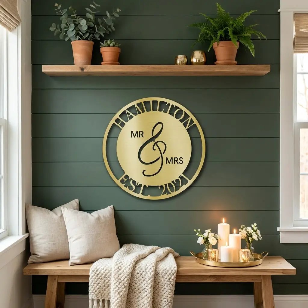 Personalized Mr and Mrs Metal Wall Art Sign with Family Name and Established Date – Custom Wedding Gift, Anniversary Name Sign, Last Name Wall Decor
