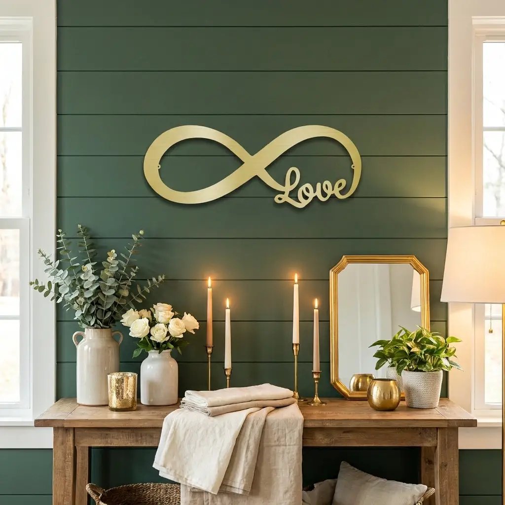 Infinity Love Metal Wall Art – Romantic Minimalist Decor – Wedding & Anniversary Gift