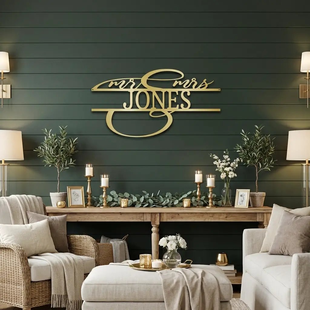 Mr And Mrs Couples Personalized Name Metal Art Wall Sign