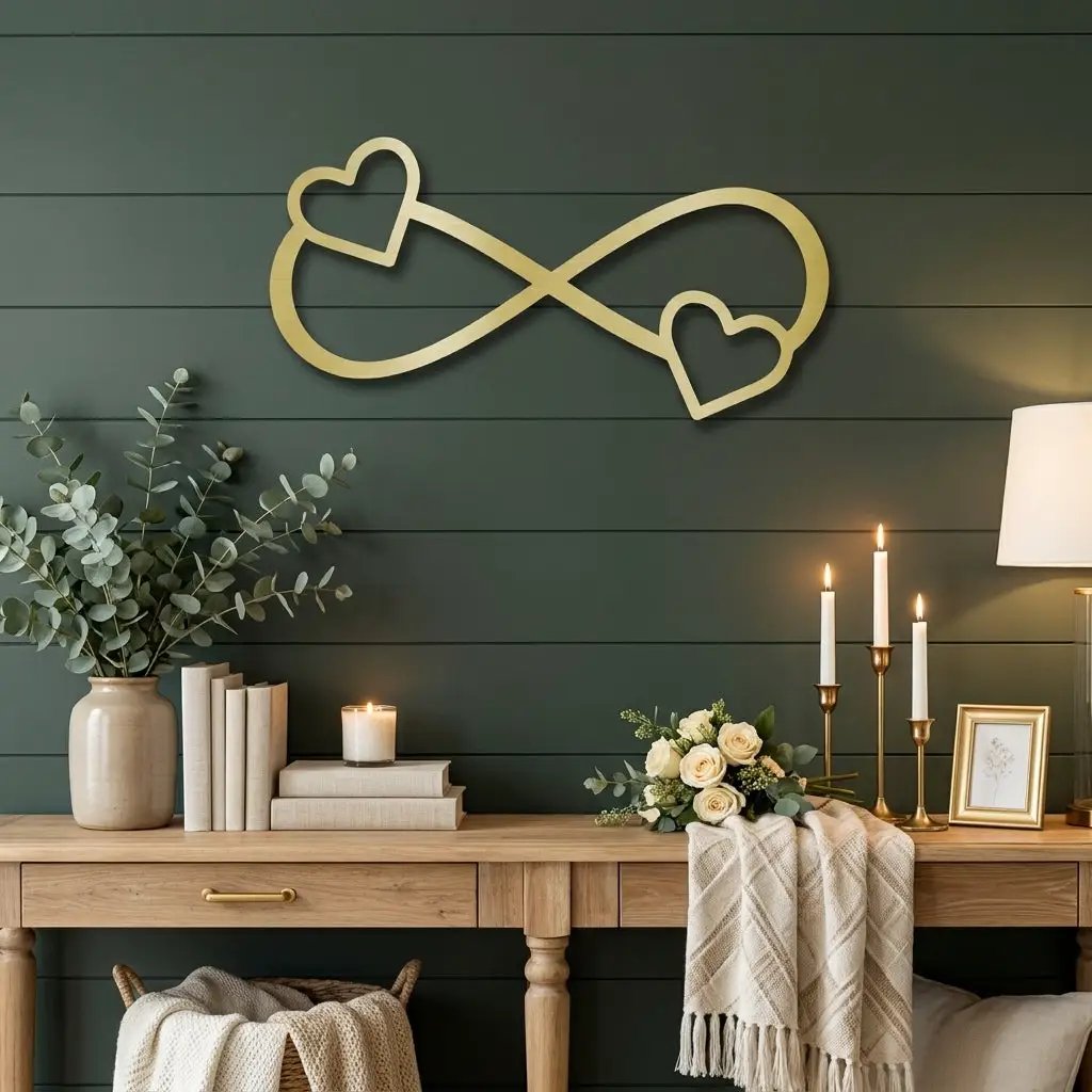Infinity Heart Metal Wall Art – Personalized Couple Sign – Romantic Wall Decor – Wedding & Anniversary Gift