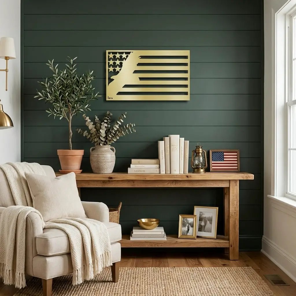 American Flag Eagle Metal Wall Art, Patriotic Eagle Decor, USA Flag Wall Art,