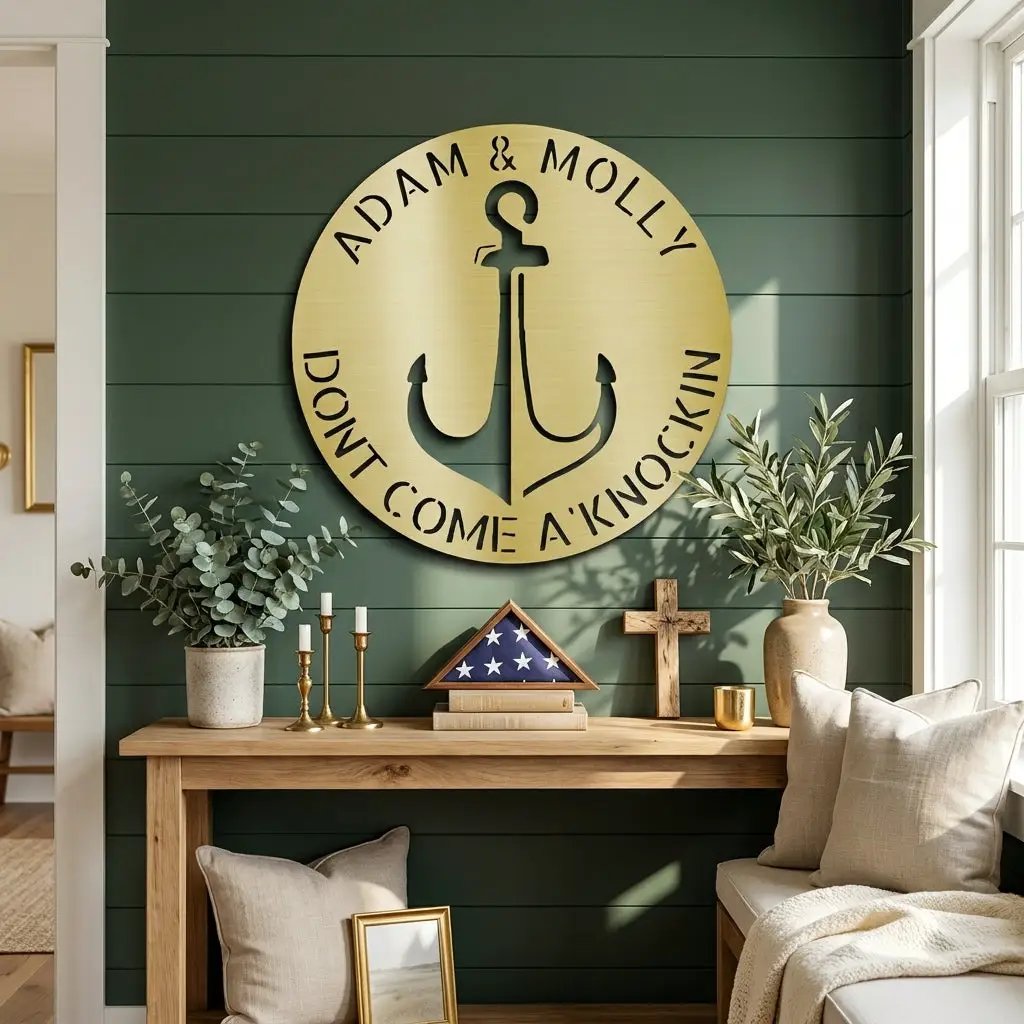 Anchor Personalized Metal Sign, Nautical Wall Decor, Family Name Sign, Beach, Boat House Decor