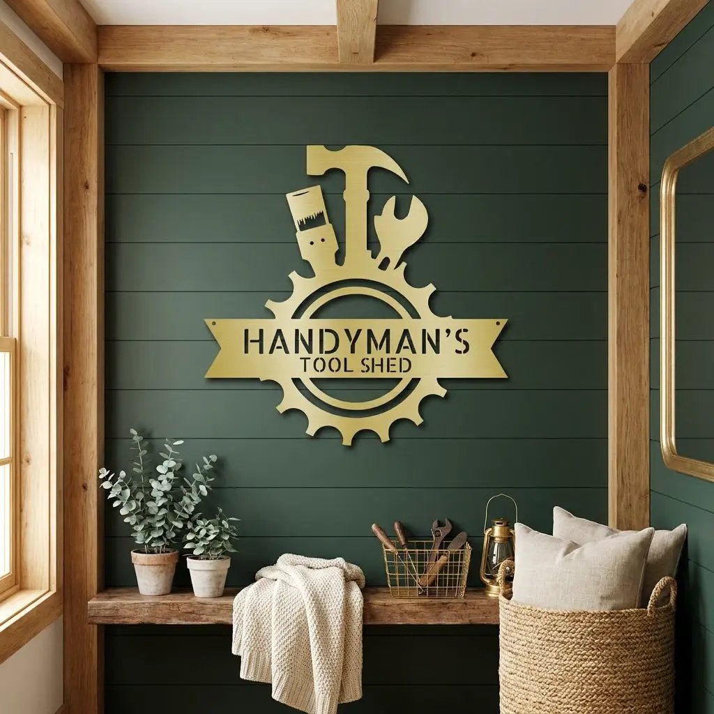 Personalized Handyman Metal Wall Art – Custom Tool Sign – Mechanic Garage Decor – Workshop Wall Art – Gift for Dad