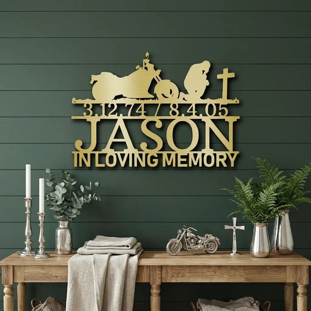 Motorcycle Memorial Metal Sign, Personalized In Loving Memory Sign, Custom Biker Memorial, Motorcycle Loss Gift