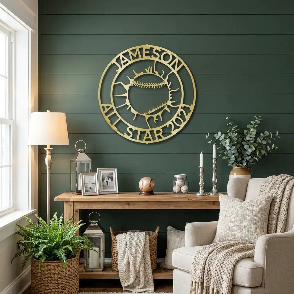 Personalized Baseball Metal Wall Art with Name, Custom Baseball Sign, Boys Room Decor, Sports Wall Art, Baseball Player Gift Idea