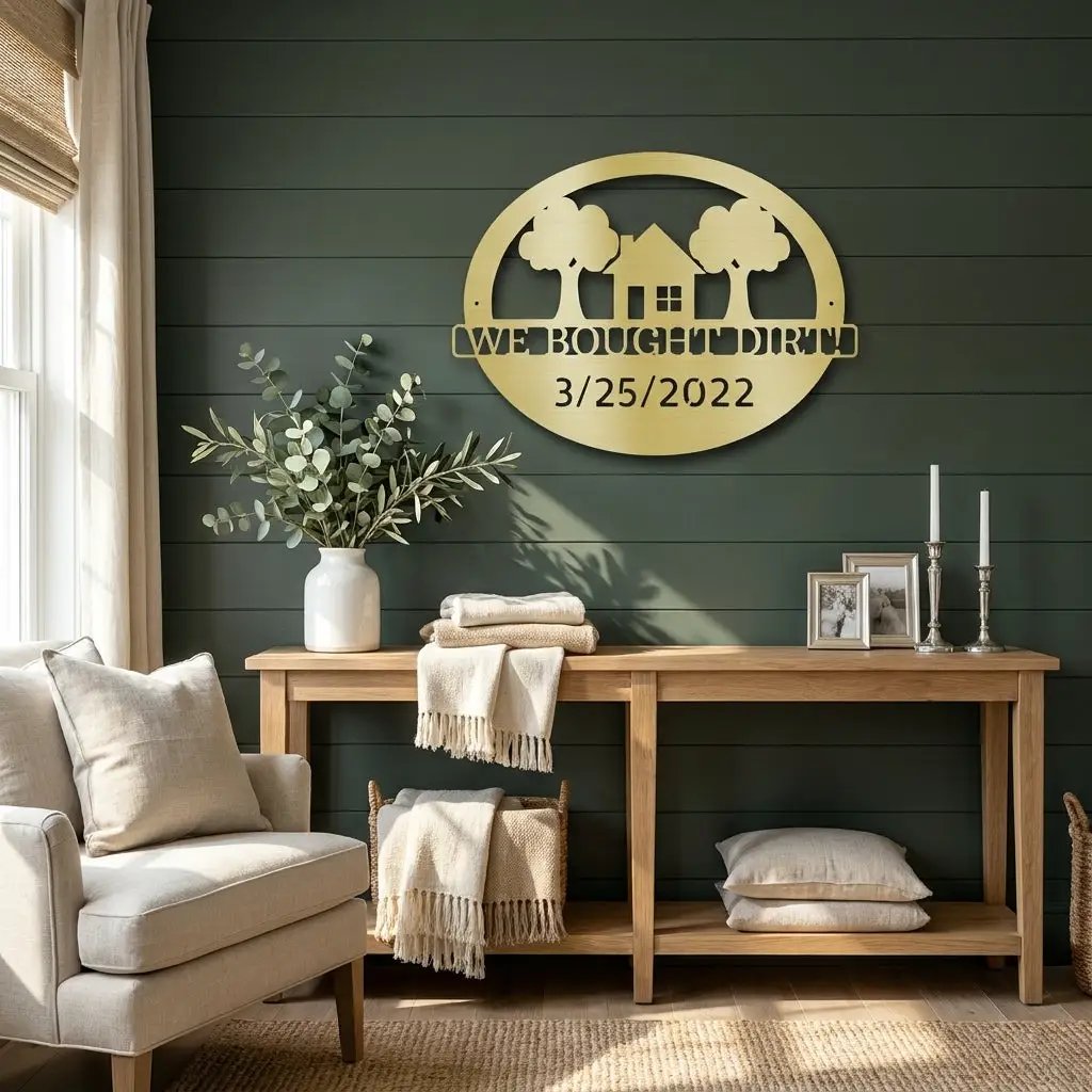 Custom New Home Steel Sign – Farmhouse Housewarming Gift with Established Date