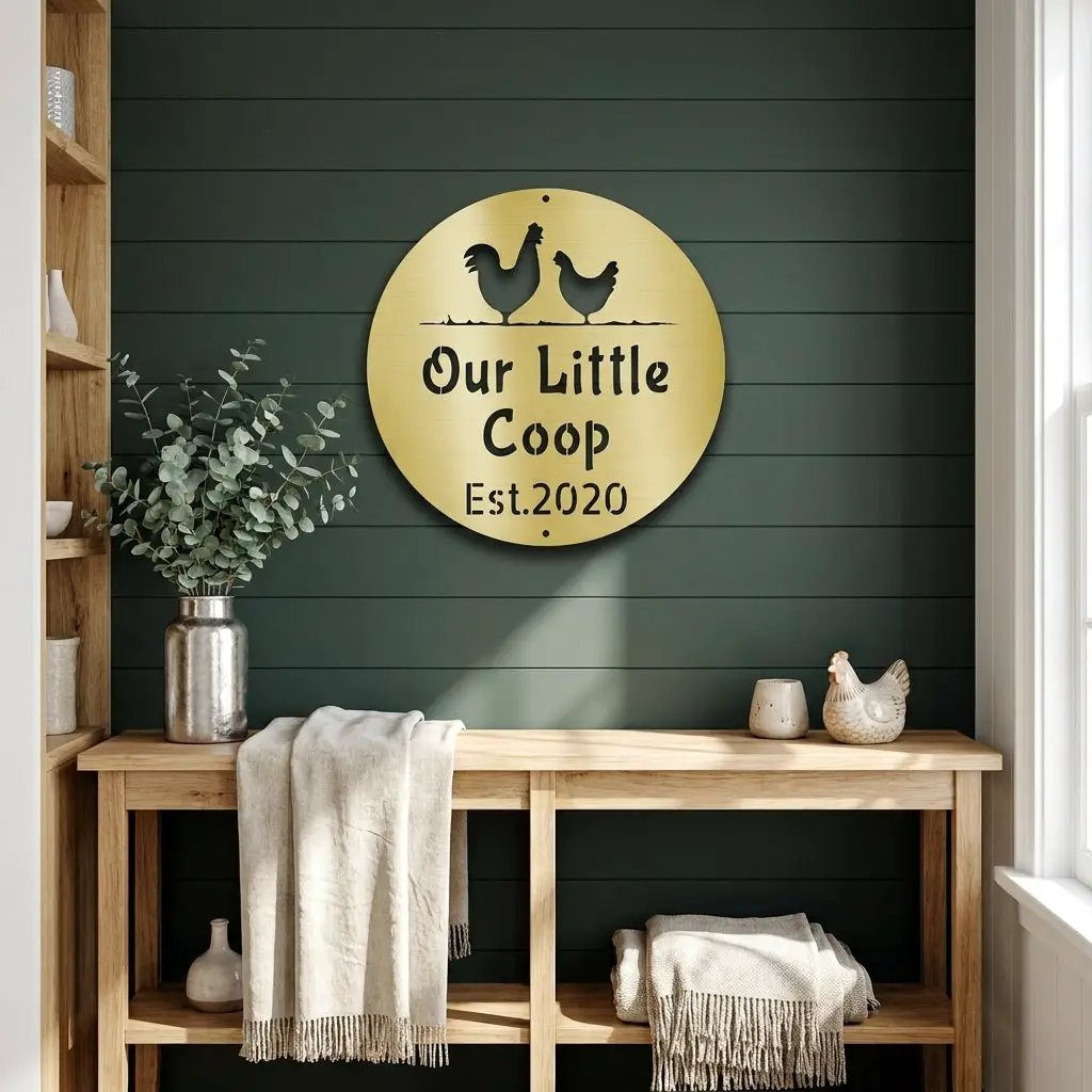 Our Little Coop Metal Sign – Personalized Chicken Coop Sign – Custom Farm Decor – Backyard Chicken Gift
