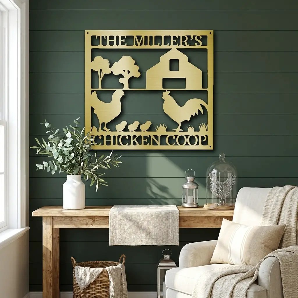 Personalized Chicken Coop Metal Sign – Custom Farm Sign – Backyard Chicken Decor – Farmhouse Wall Art
