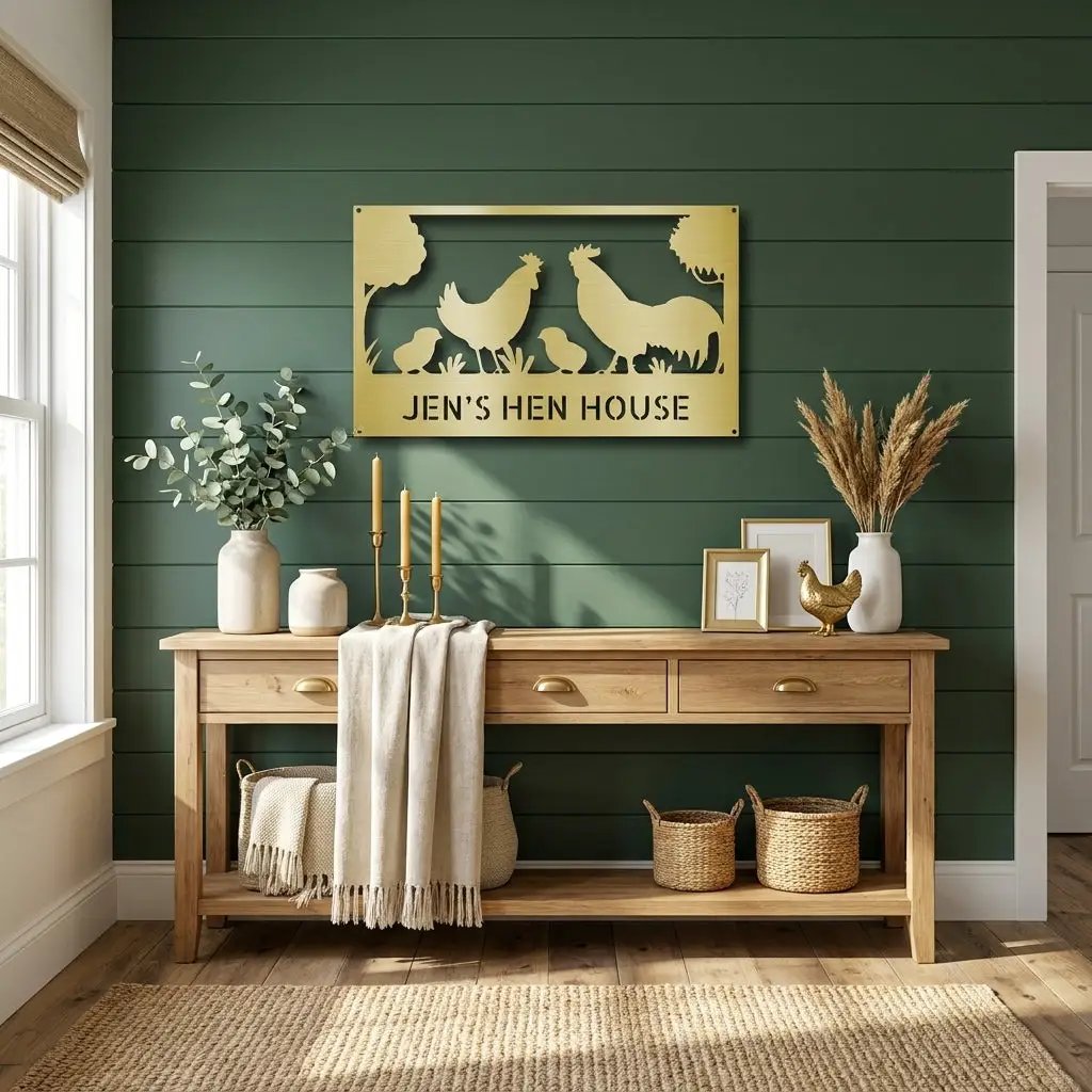 Personalized Chicken Coop Metal Sign | Custom Hen House Farmhouse Wall Decor | Chicken Family Metal Art