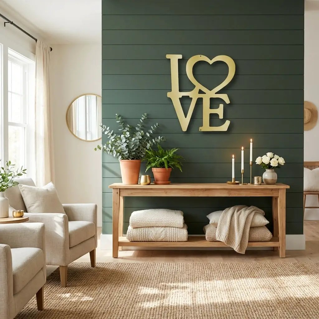 LOVE Metal Wall Art Sign with Heart – Romantic Steel Wall Decor – Wedding Anniversary Gift – Modern Farmhouse Decor