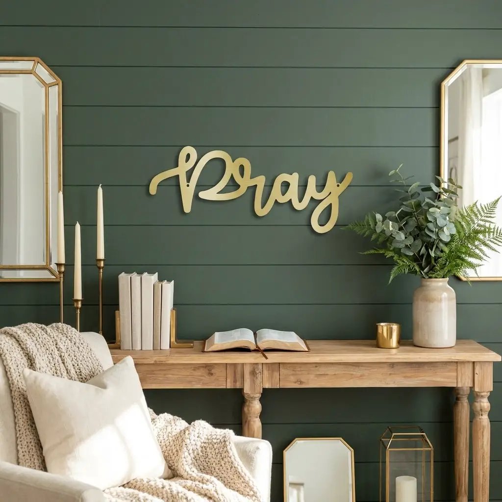 Pray Metal Wall Art – Christian Wall Decor – Faith Script Sign – Religious Home Decor
