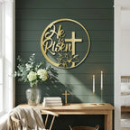 Easter Cross Metal Wall Sign – Christian Home Decor – He Is Risen