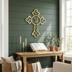 Personalized Initial Cross Metal Wall Art | Custom Monogram Christian Cross Decor | Ornate Faith Wall Hanging