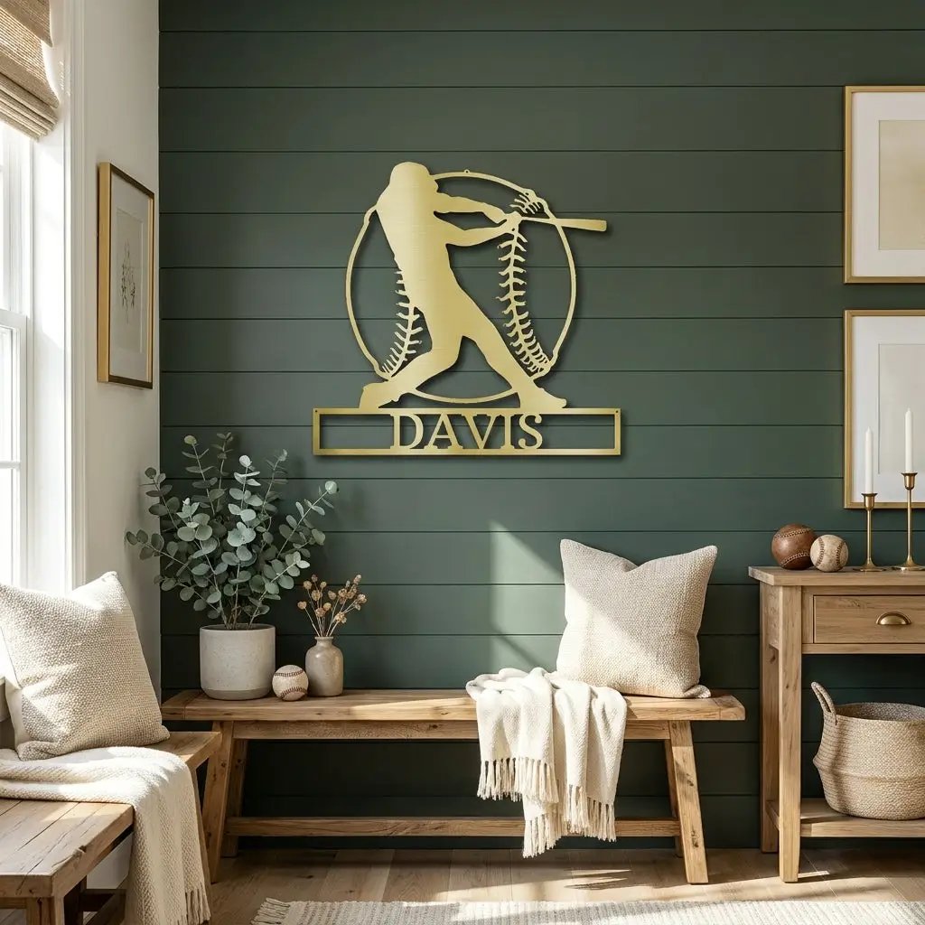 Personalized Baseball Metal Wall Art, Custom Name Baseball Player Sign, Sports Decor for Boys Room, Baseball Gift, Team Player Wall Decor