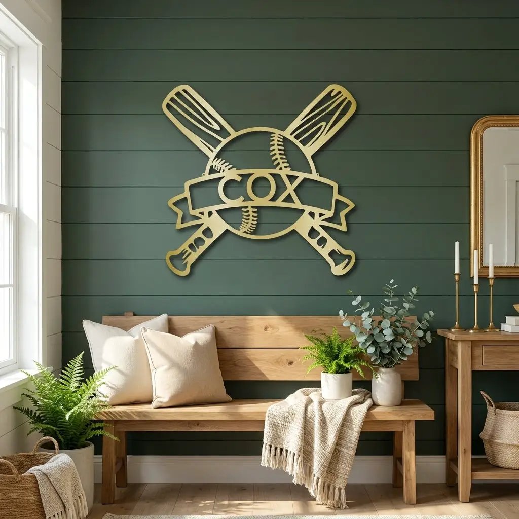 Personalized Baseball Metal Wall Art – Custom Team, Player, or Family Name Sign