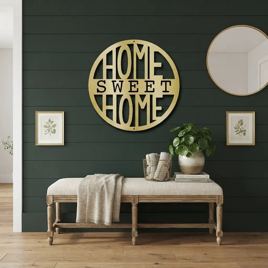Home Sweet Home Metal Wall Art | Farmhouse Wall Decor | Rustic Home Sign | Modern Metal Wall Hanging | Made in USA