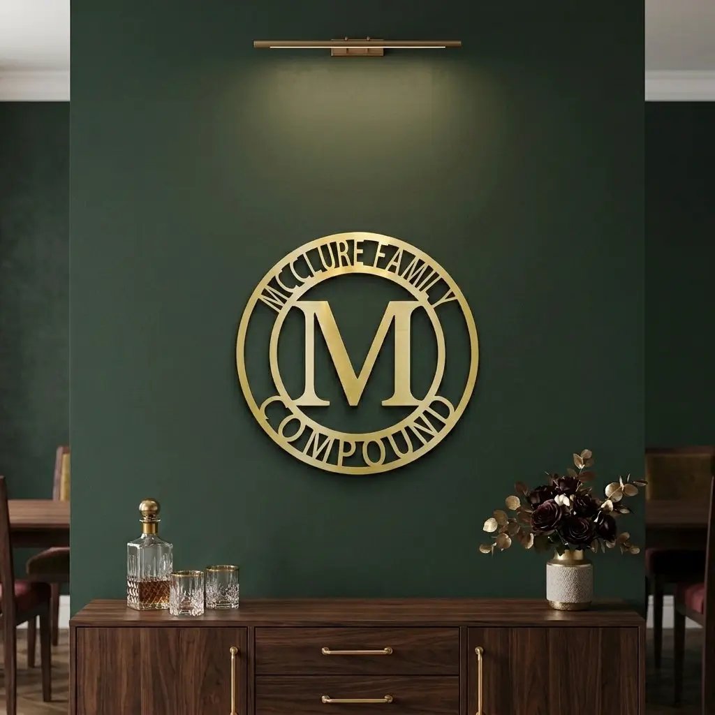 Letter Family Name Personalized Indoor Outdoor Steel Wall Sign Art
