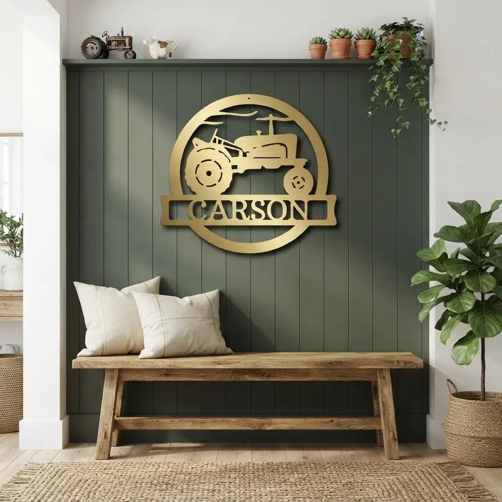 Personalized Tractor Metal Wall Art | Custom Farm Name Sign | Farmer Metal Sign | Rustic Farmhouse Decor | Country Wall Art | Made in USA