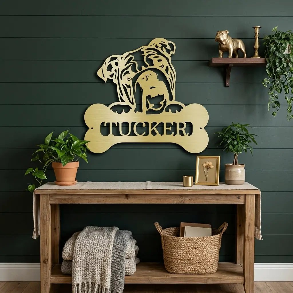 Bulldog Custom Name Metal Art Wall Sign