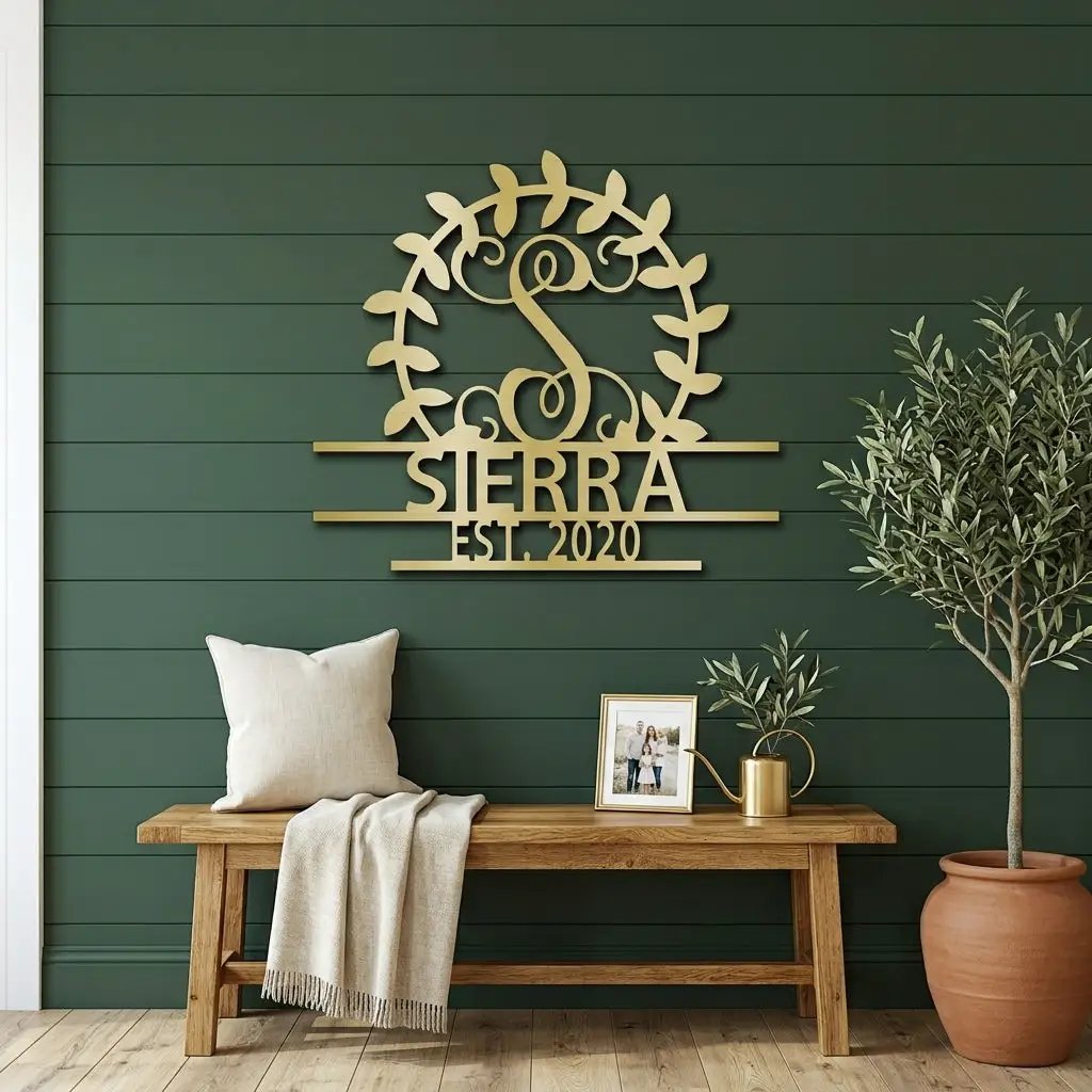 Custom Crest Metal Wall Sign – Personalized Family Name, Monogram, and Established Year – Made in the USA – 5 Sizes & Colors