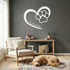Personalized Puppy Love Metal Wall Art – Custom Dog Paw Heart Sign – Pet Name Metal Decor – Dog Lover Gift – Indoor Outdoor Steel Sign