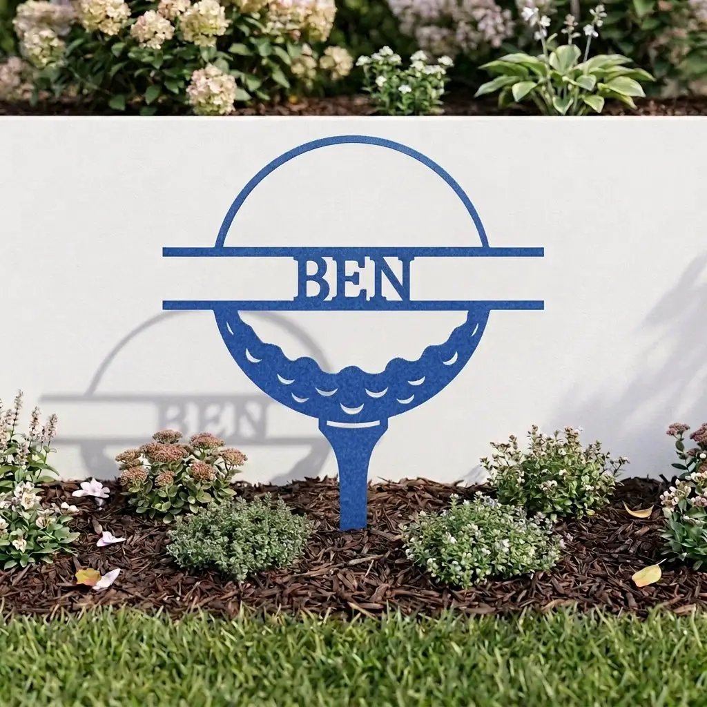 Personalized Golf Garden Stake – Custom Name Golf Tee Sign – Outdoor Yard Decor – Golfer Gift