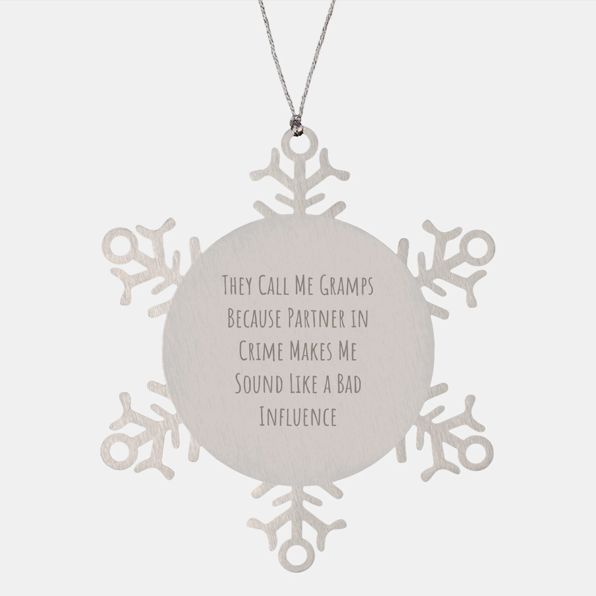 Gramps' Partner in Crime Snowflake Ornament, Funny Gift for Him from Family, Friends, or Coworkers This Christmas
