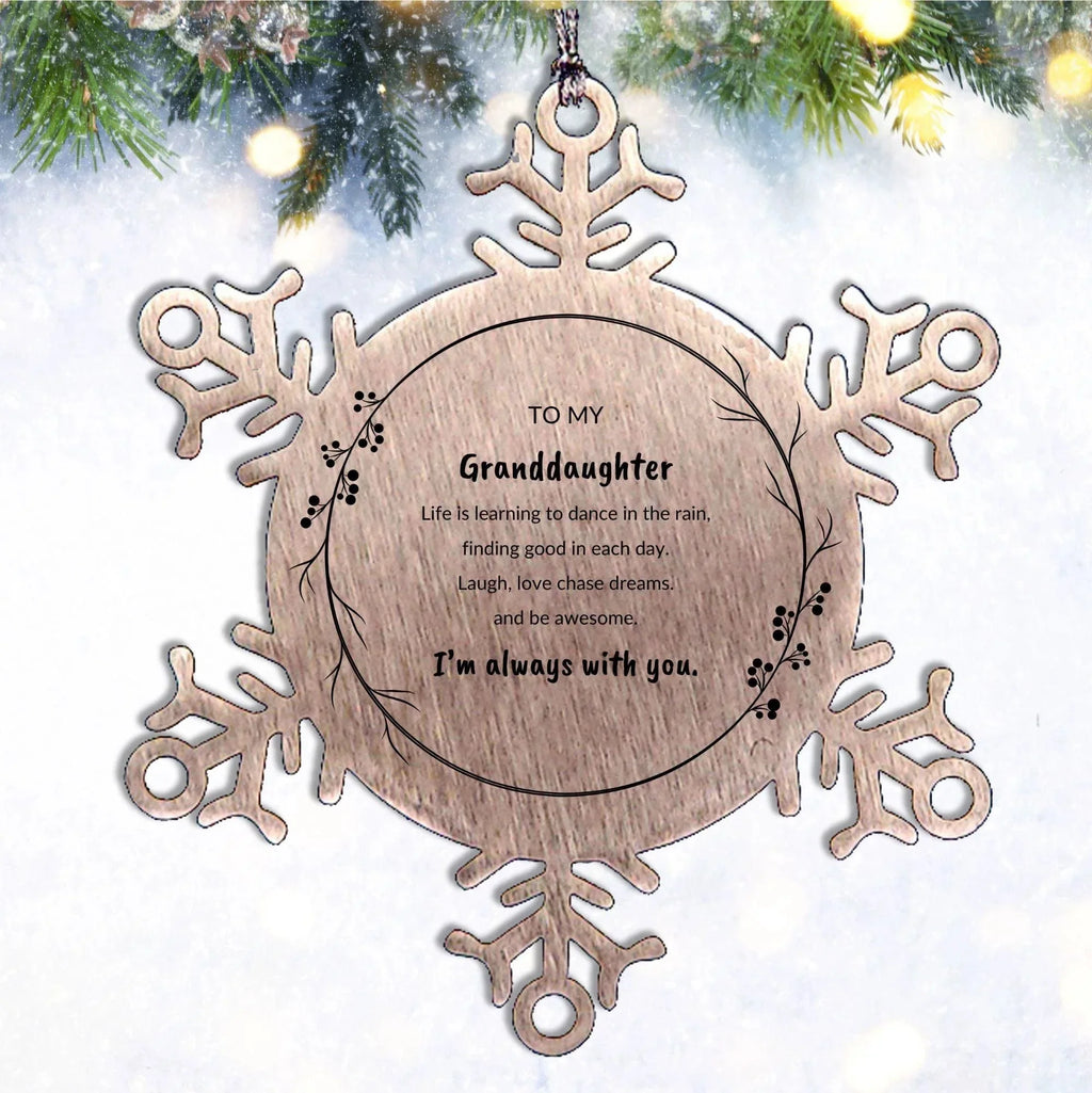 Granddaughter Christmas Snowflake Ornament Life is learning to dance in the rain