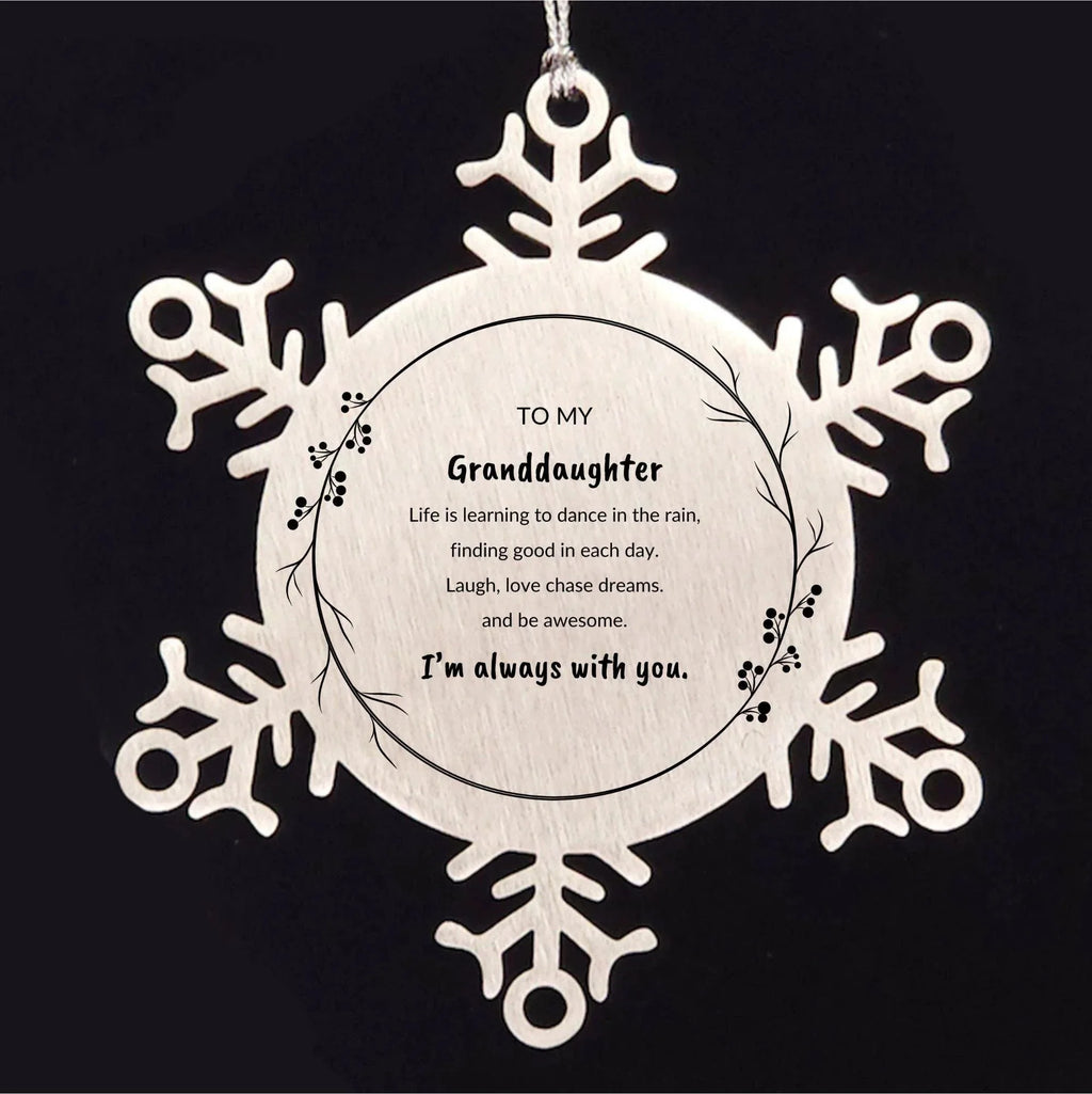 Granddaughter Christmas Snowflake Ornament Life is learning to dance in the rain