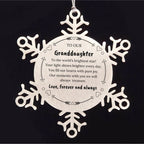 Granddaughter Engraved Snow Flake Christmas Ornament - You fill Our Hearts With Pure Joy. Our Moments With You We Will Always Treasure.