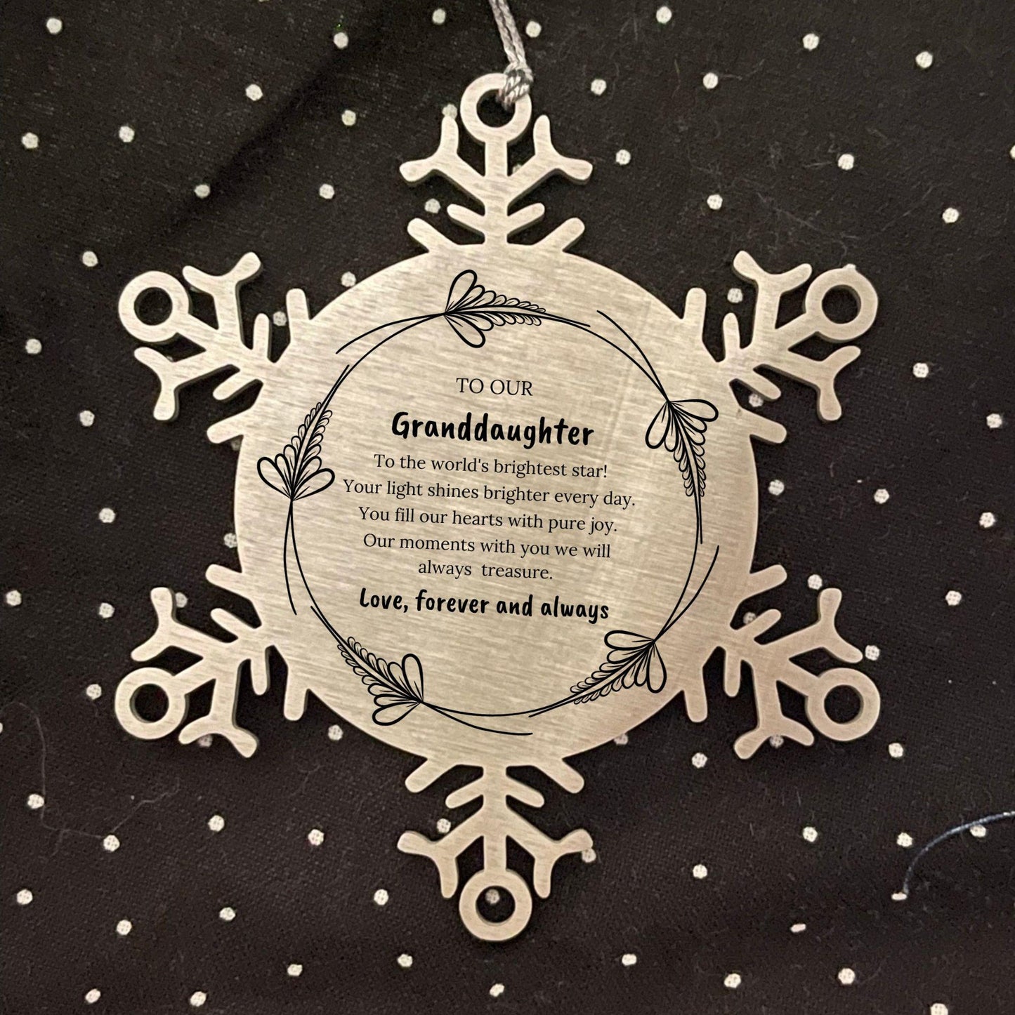Granddaughter Snowflake Engraved Christmas Ornament You fill Our Hearts With Pure Joy
