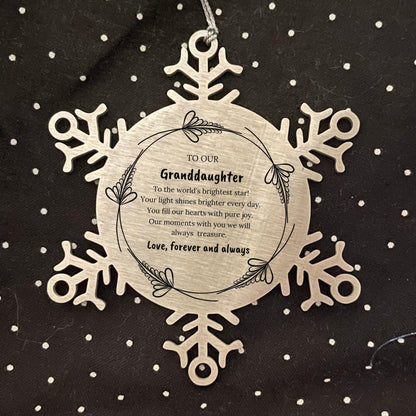 Granddaughter Snowflake Engraved Christmas Ornament You fill Our Hearts With Pure Joy