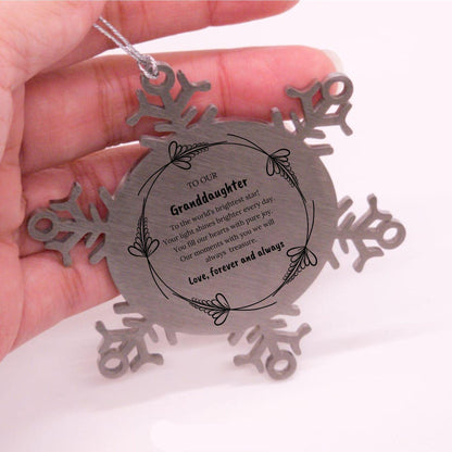 Granddaughter Snowflake Engraved Christmas Ornament You fill Our Hearts With Pure Joy