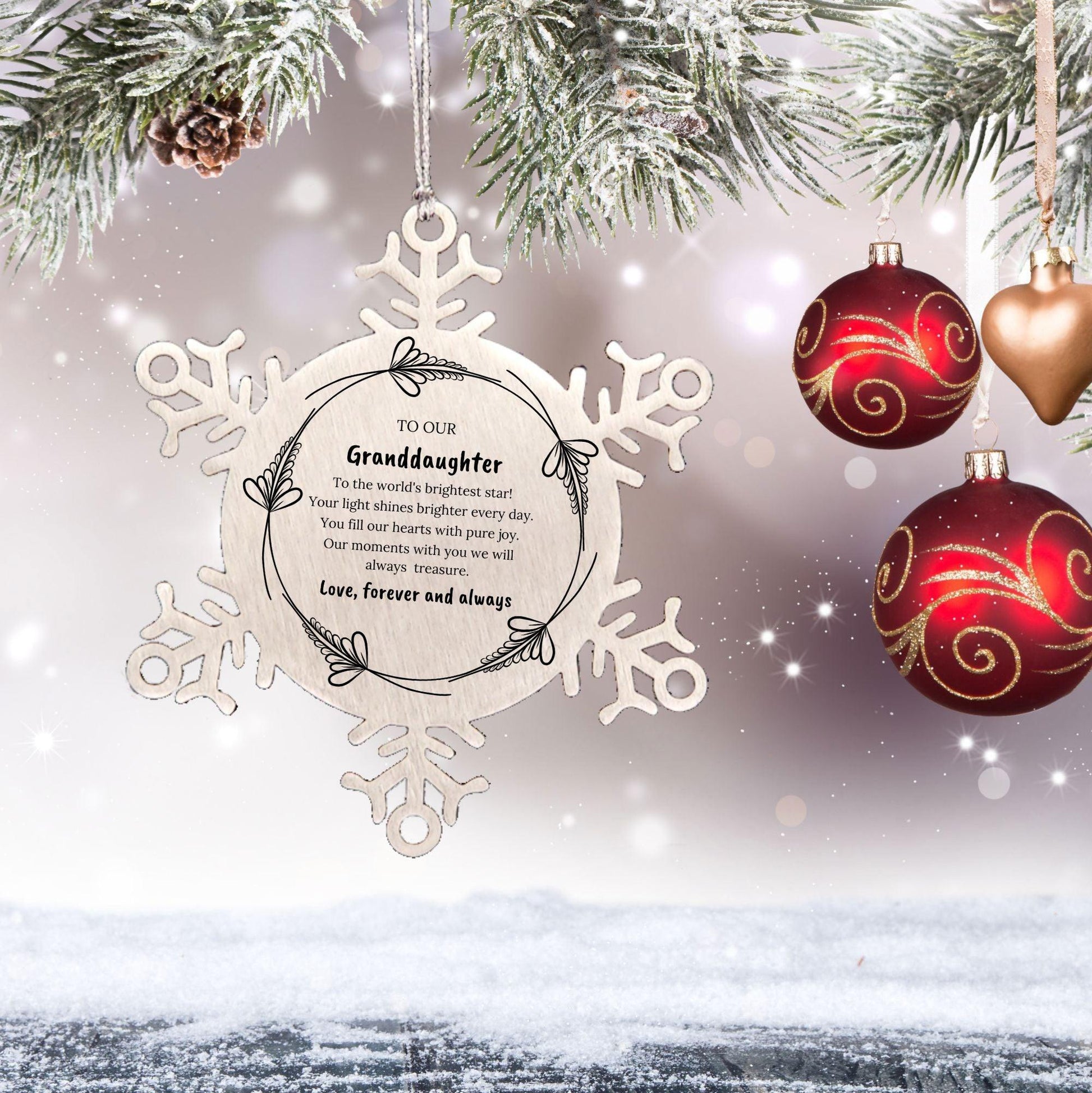Granddaughter Snowflake Engraved Christmas Ornament You fill Our Hearts With Pure Joy