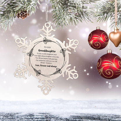 Granddaughter Snowflake Engraved Christmas Ornament You fill Our Hearts With Pure Joy