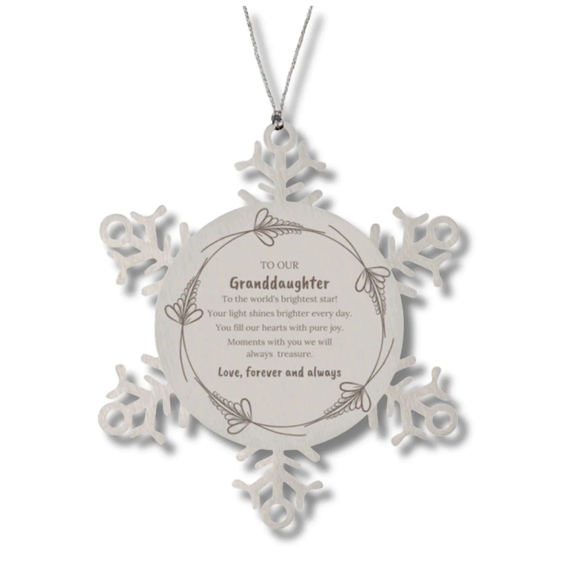 Granddaughter Snowflake Engraved Christmas Ornament You fill Our Hearts With Pure Joy