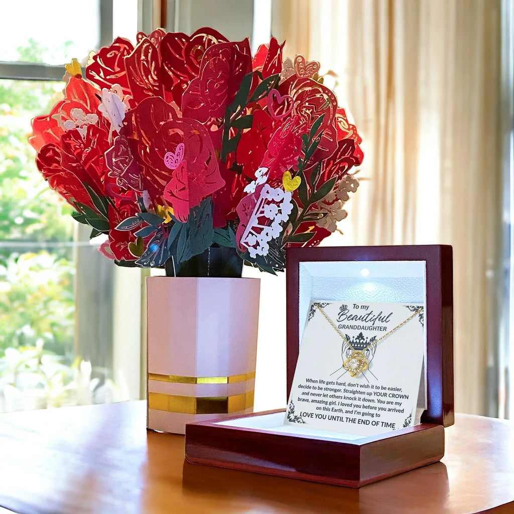 Granddaughter Gift Straighten Your Crown Pendant Necklace with Inspirational Message Card