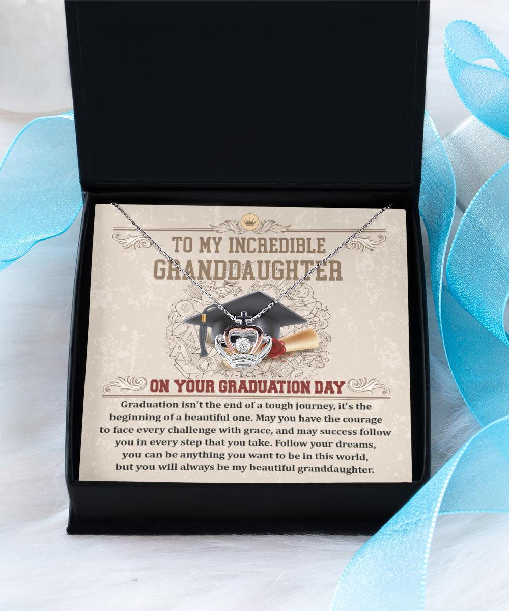 Granddaughter Graduation Gift Follow Your Dreams Crown Pendant Necklace - Mallard Moon Gift Shop