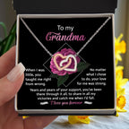 To My Grandma Your Love for Me is Strong Interlocking Hearts Pendant Necklace
