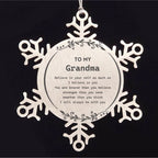 Grandma Snowflake Ornament Gifts, To My Grandma You are braver than you believe, stronger than you seem, Inspirational Gifts For Grandma Ornament, Birthday, Christmas Gifts For Grandma Men Women
