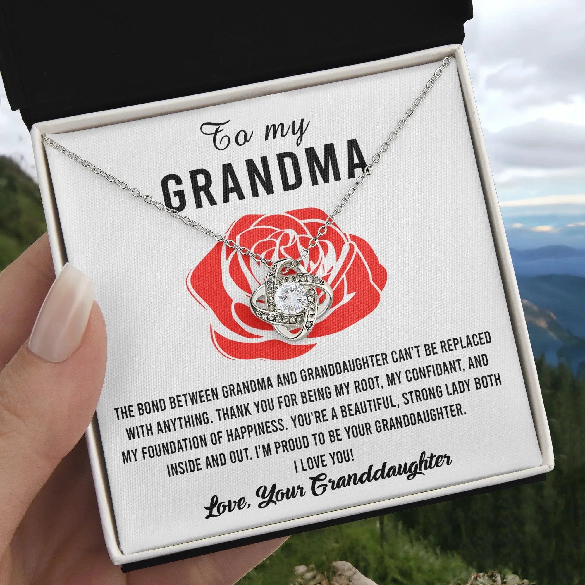 Gift For Grandma from Proud Granddaughter Love Knot Pendant Necklace