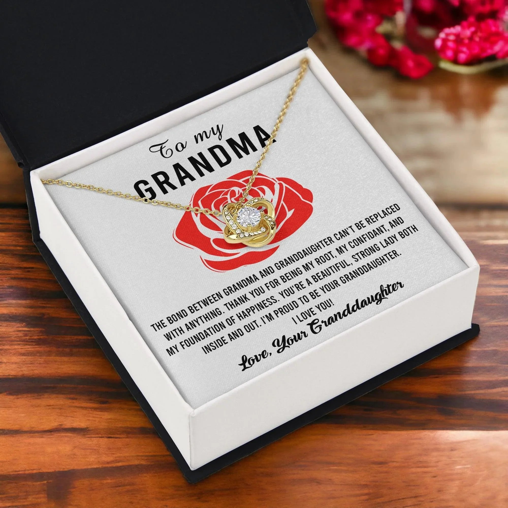 Gift For Grandma from Proud Granddaughter Love Knot Pendant Necklace