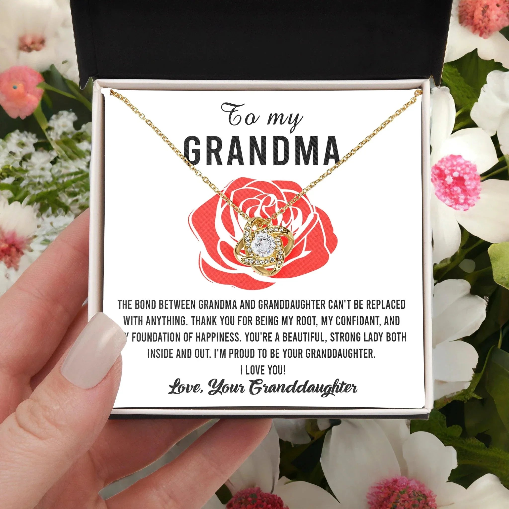 Gift For Grandma from Proud Granddaughter Love Knot Pendant Necklace